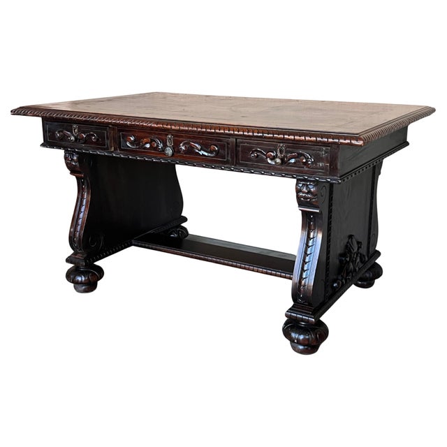 19th Century French Renaissance Desk with Three drawers For Sale - Image 15 of 18