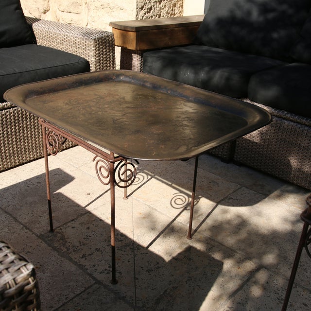 Large Antique Painted Sheet Metal Tray, France, 1970s For Sale - Image 6 of 7