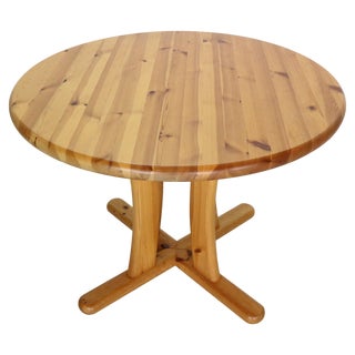 Round Pinewood Dinning Table in the style of Rainer Daumiller, Denmark, 1970s For Sale