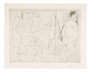 Pablo Picasso, Peintre et Modèle avec une Spectatrice, 1963, Etching