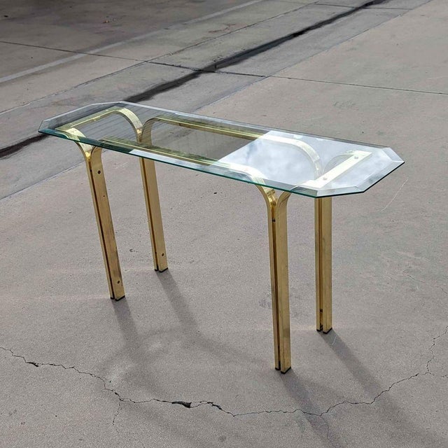 Vintage Brass and Glass Console Table, Mid-Century, Hollywood Regency For Sale - Image 4 of 13
