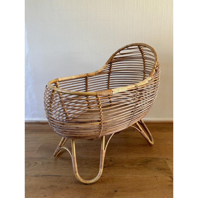 Mid-Century Modern Rattan Baby Crib, 1960s For Sale - Image 9 of 13
