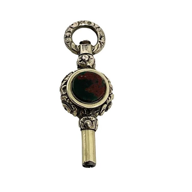 19th century Brass and Gold Watch-Key with Agate and Heliotrope Stones 19th century brass and gold Watch-Key with each...