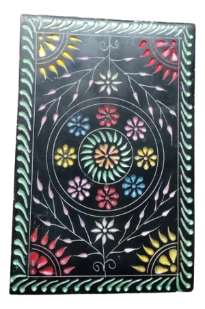 1970s Artisan Inlay Carved Marble Hinged Trinket Box Made in Mexico