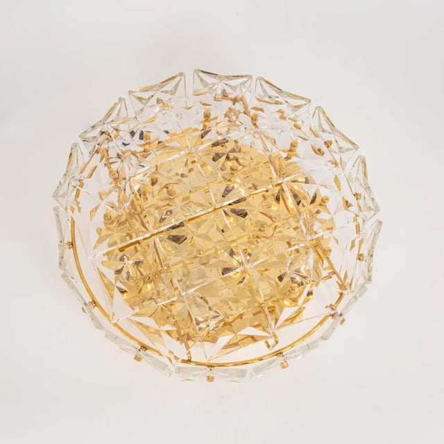 Large Flushmount Faceted Crystal Light Fixture from Kinkeldey, Germany, 1970s For Sale - Image 6 of 9