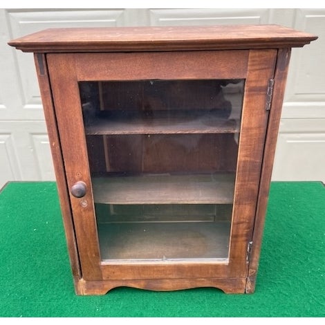 Antique Early American primitive, wall-mounted display or spice cabinet.