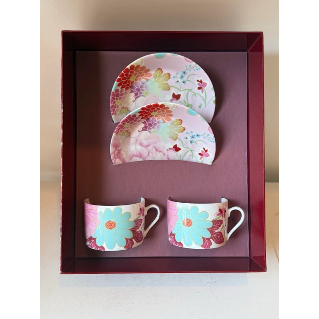 Kenzo porcelain tea cup and saucer set by Des Limoges. Never used . Not in production. Plate size 6.75”x 6.75” H 1”. Cup...