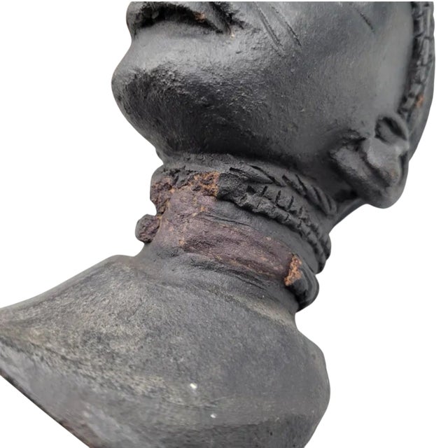 Black Late 20th Century Signed Flora Busia Sculpted Clay Bust of Maasai Woman For Sale - Image 8 of 10