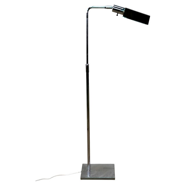 Mid-Century Modern Mid-Century Chrome Swing Arm Pharmacy Task Floor Lamp by Koch & Lowy (Omi) For Sale - Image 3 of 10