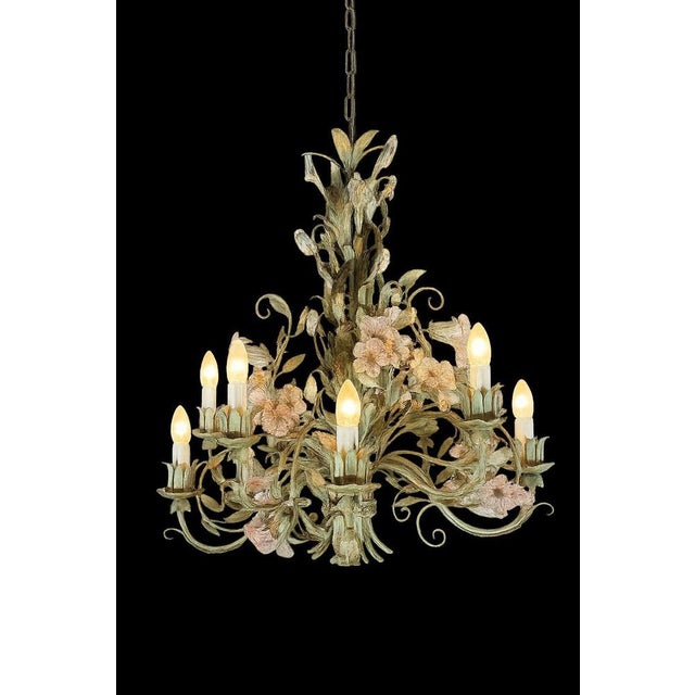 Murano Glass Flowers Chandelier, 1990 For Sale - Image 3 of 15