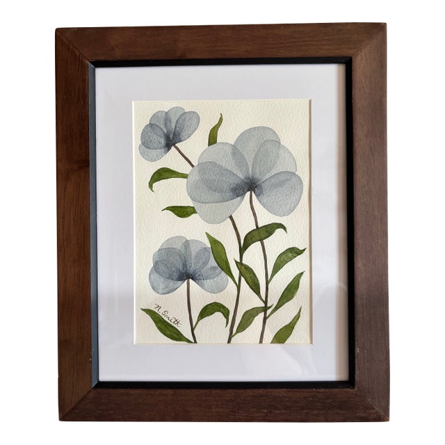 "Where Blue Blooms" Original Watercolor Painting Signed and Framed For Sale