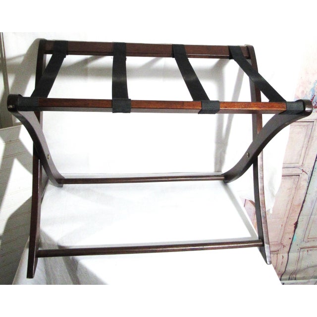 Art Deco Vintage Old Hotel Luggage Stand Wood For Sale - Image 3 of 11