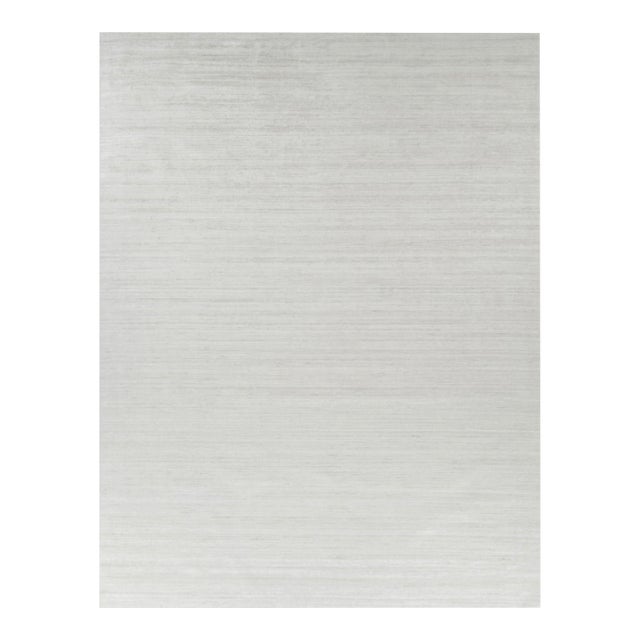 Rug & Kilim’s Oversized Textural Rug in Solid White, Gray and Cream Striae - 13x17 For Sale