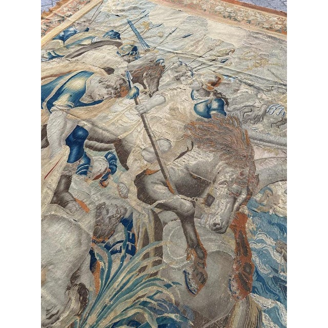 Large Antique Aubusson Tapestry with Historical Battle Scene, 17th Century For Sale - Image 9 of 18