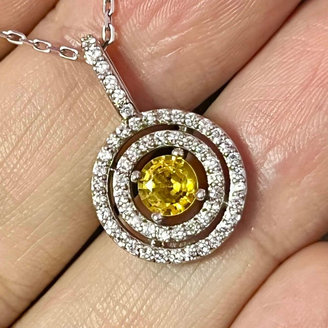 Natural Sapphire Diamond Necklace 14k Gold 1.51 TCW Certified For Sale - Image 10 of 11