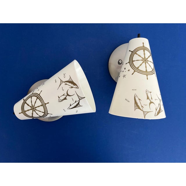 Midcentury Coastal Cone Sconces - A Pair For Sale - Image 14 of 18