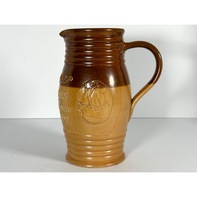 Doulton Lambeth World's Fair Columbian Exposition Stoneware Jug for your consideration. The pitcher measures approx. 8...