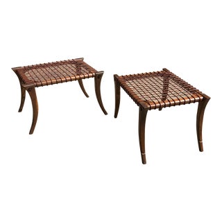 Vintage Solid Walnut Klismos Ottomans For Sale