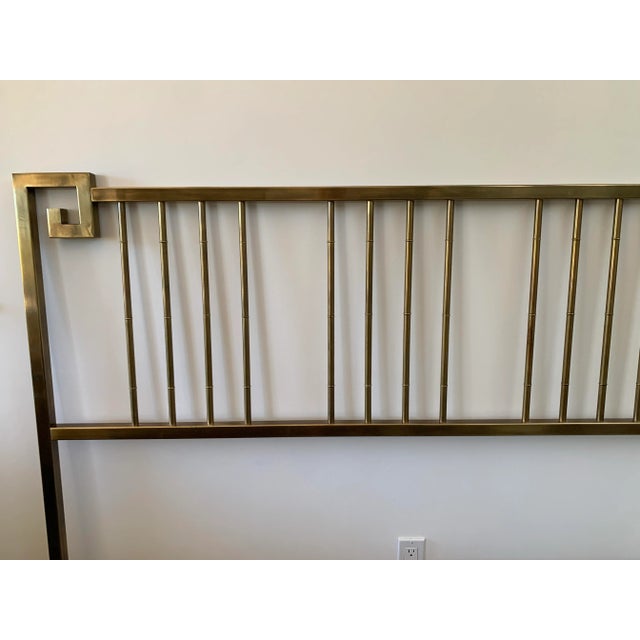 Mid-Century Modern Brass Greek Key Headboard MasterCraft King Size For Sale - Image 3 of 9