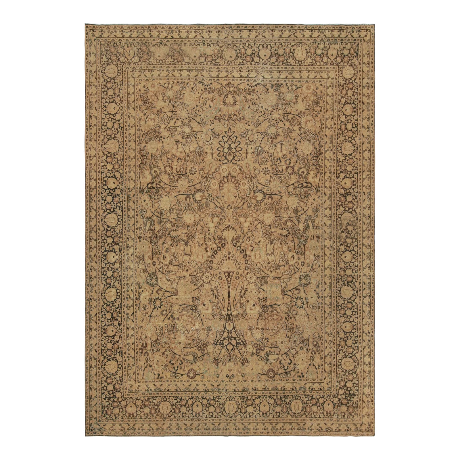 Antique Doroksh Persian Rug With Beige-Brown Floral Patterns, From Rug ...