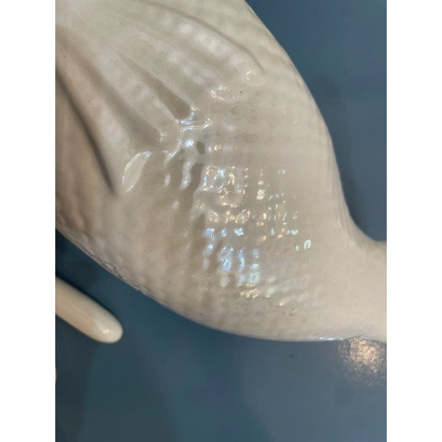 Ceramic Vintage Figural Fish Tureen With Lid & Ladle – White Ceramic Coastal Nautical Serveware For Sale - Image 7 of 10