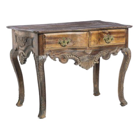 Portuguese Side Table in Carved Walnut For Sale