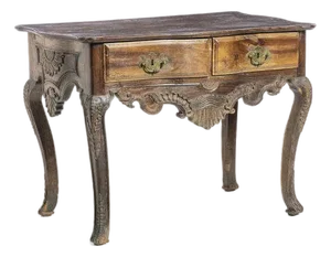 Portuguese Side Table in Carved Walnut