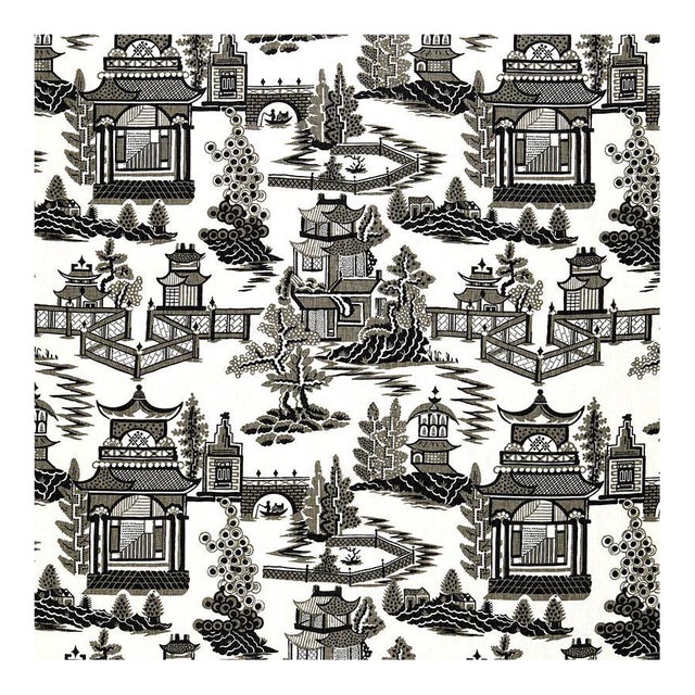 Sample, Schumacher Nanjing Fabric in Smoke For Sale