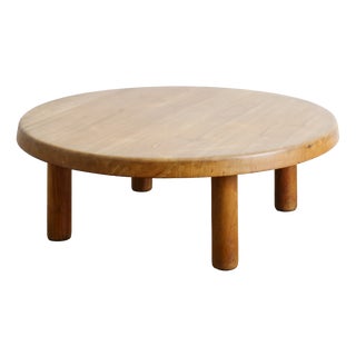 Mid-Century French Round Elm Coffee Table by Pierre Chapo, 1960s For Sale