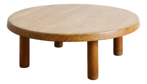 Mid-Century French Round Elm Coffee Table by Pierre Chapo, 1960s