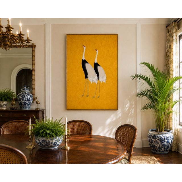 Golden Crane Portrait I, Japanese Crane Wall Art, Gold Bird Print, 24" X 36" For Sale - Image 10 of 11