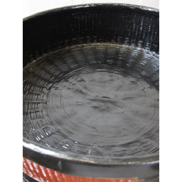 Burnt Umber Early 20th Century Antique Chinese Bamboo Food Basket For Sale - Image 8 of 11