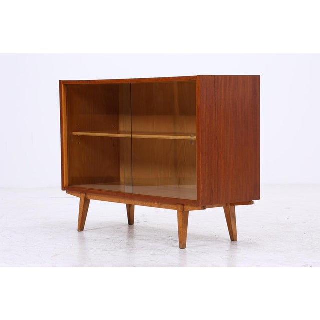Vintage Walnut Display Cabinet with Glass Sliding Doors For Sale - Image 12 of 13