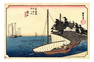 After Utagawa Hiroshige, Kuwana Station, Original Woodcut, 1920s