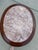 French Vintage Louis XVI Style Oval Rose Marble-Top Carved Wood Side Table For Sale - Image 3 of 6