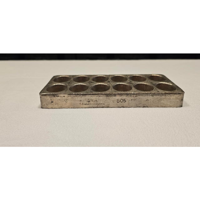 Antique French Nickel-Plated 12-Cavity Pastry Mold For Sale - Image 4 of 18