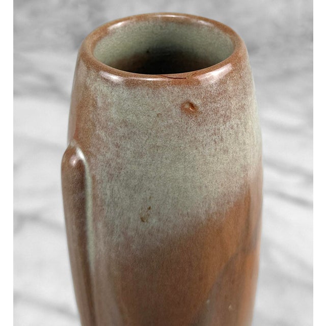 Vintage Art Deco Ceramic Brown & Tan Bullet Vase For Sale - Image 6 of 9