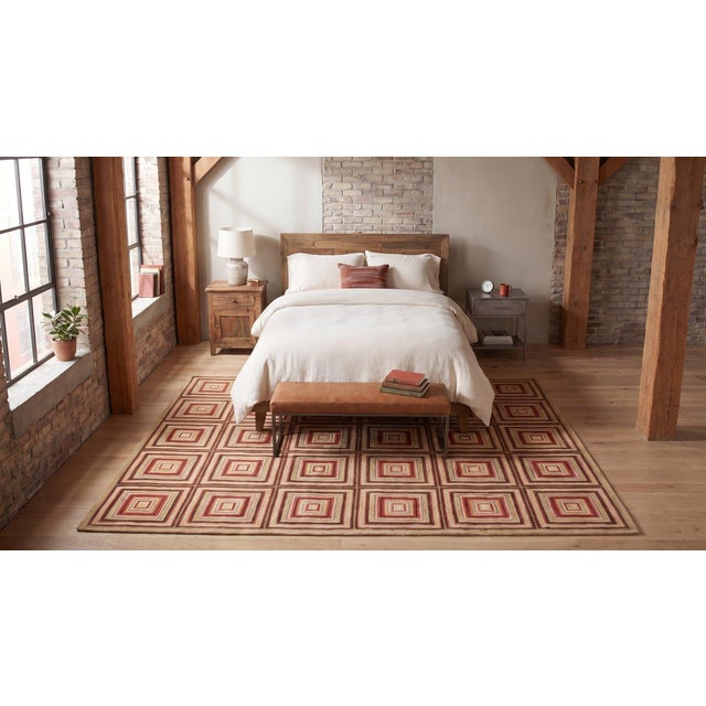 Contemporary Handmade Hooked Rug With Tridimensional Square Design For Sale In New York - Image 6 of 11