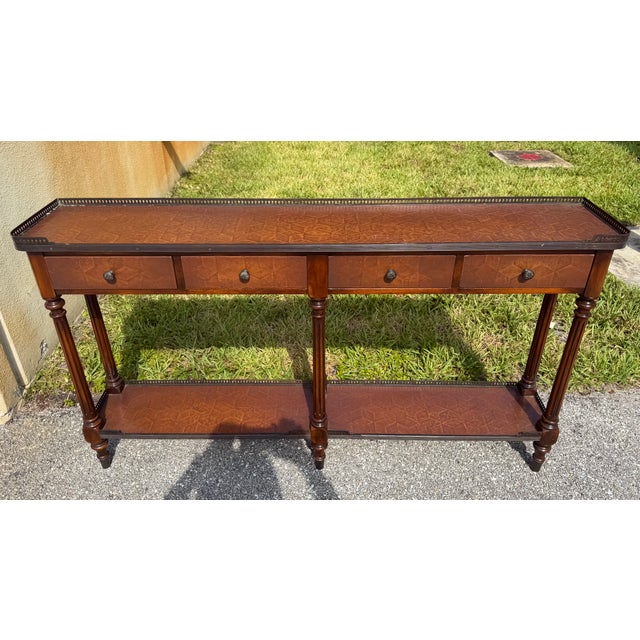 Theodore Alexander 1990s Theodore Alexander the Louis XVI Leather Console Table For Sale - Image 4 of 13