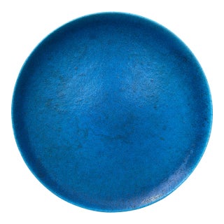 Art Deco Oversized French Aqua Blue Platter Edmond Lachenal For Sale