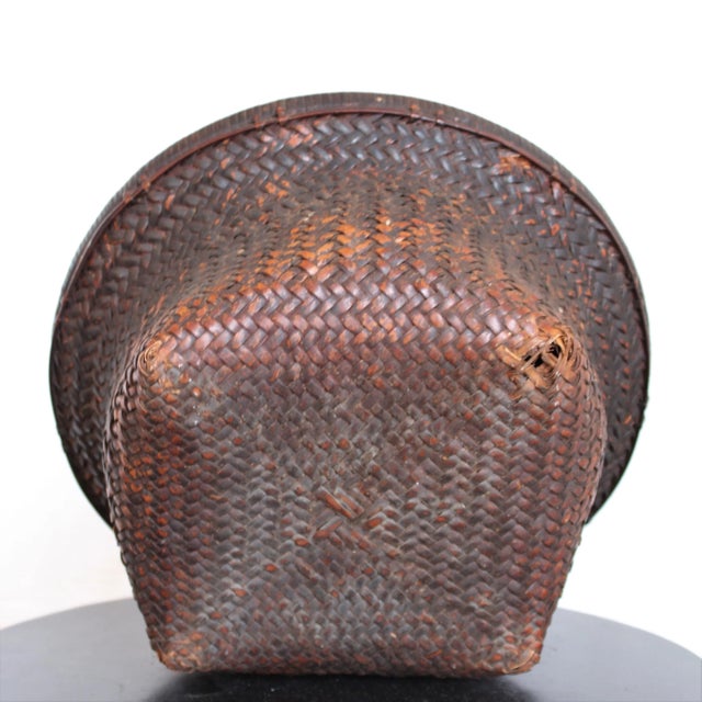 Primitive African Kuba Basket woven basket as found. Basket is creatively joined together by artisan and does not come apart.