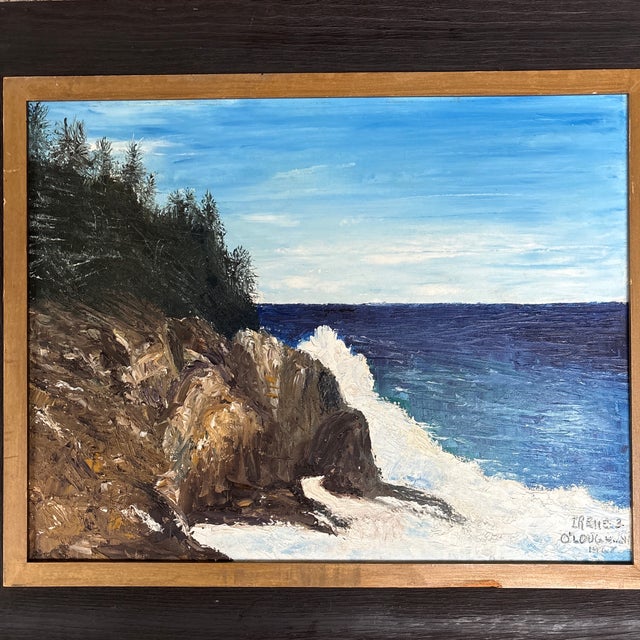 1960s Bar Harbor Seascape ,Oil on Board by Irene O’loughlin For Sale - Image 4 of 10