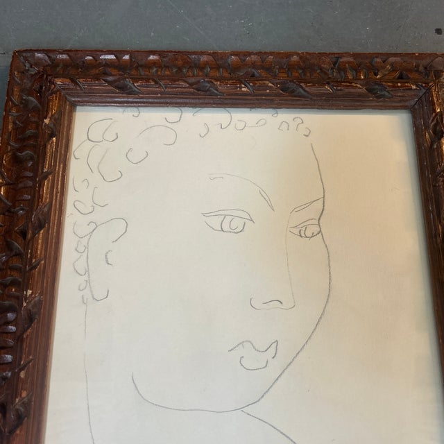 1970’s female portrait drawing in the style of Matisse. Measures 12x14 or 15x17 framed. Check out my shop Robins Egg...