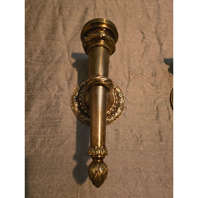 Antique E F Caldwell Style Bronze Pair Torchieres For Sale In Boston - Image 6 of 10