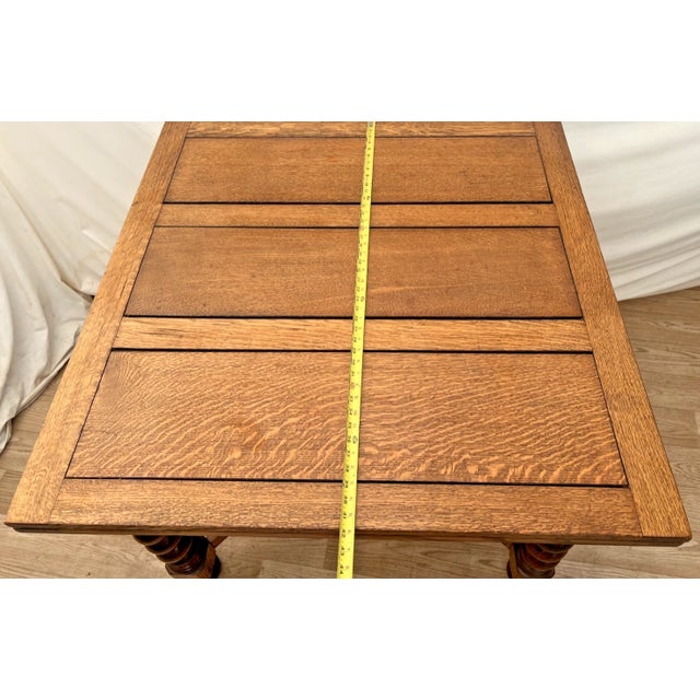 Antique Expanding Pub Kitchen Dining Table Large Barley Twist Legs Quarter Sawn For Sale - Image 17 of 18