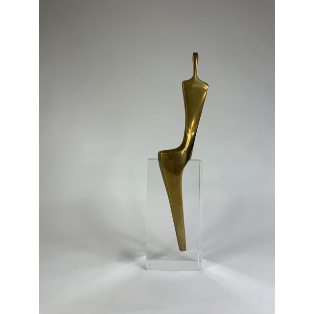 Mid 20th Century Mid 20th Century Modernist Figurative Bronze Sculpture on Lucite by Ben Shalom For Sale - Image 5 of 11