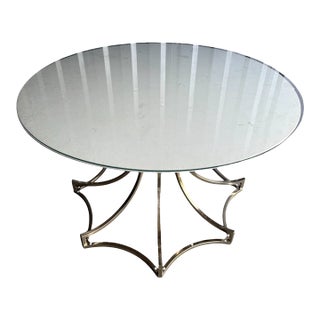 Bernhardt Hollywood Regency Sculptural Brass Star Base Round Glass Top Table, 42" For Sale