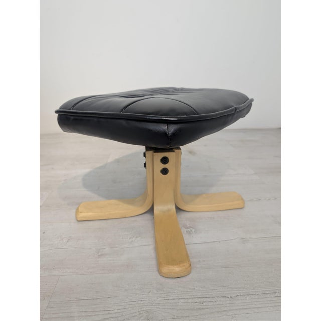 Adjustable Leather Armchair with Ottoman in Black, 1975 For Sale - Image 12 of 18