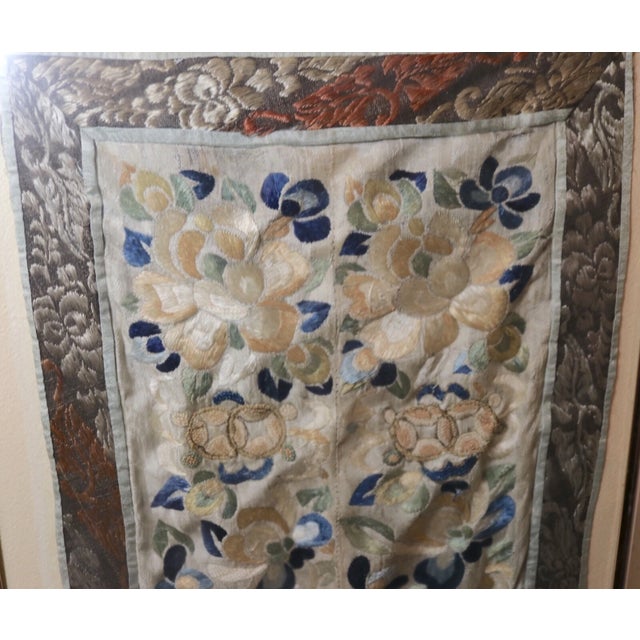 Antique Chinese Hand Embroidery Silk 1800's Ornate Qing Dynasty Needlepoint For Sale - Image 9 of 9
