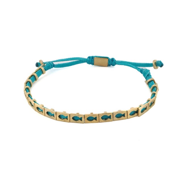 Lucky Fish Turquoise Woven Unisex String Bracelet For Sale - Image 9 of 9
